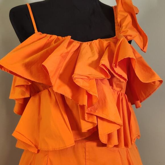STRUT & BOLT Orange Ruffle Romper, Size Large - Picture 5 of 12